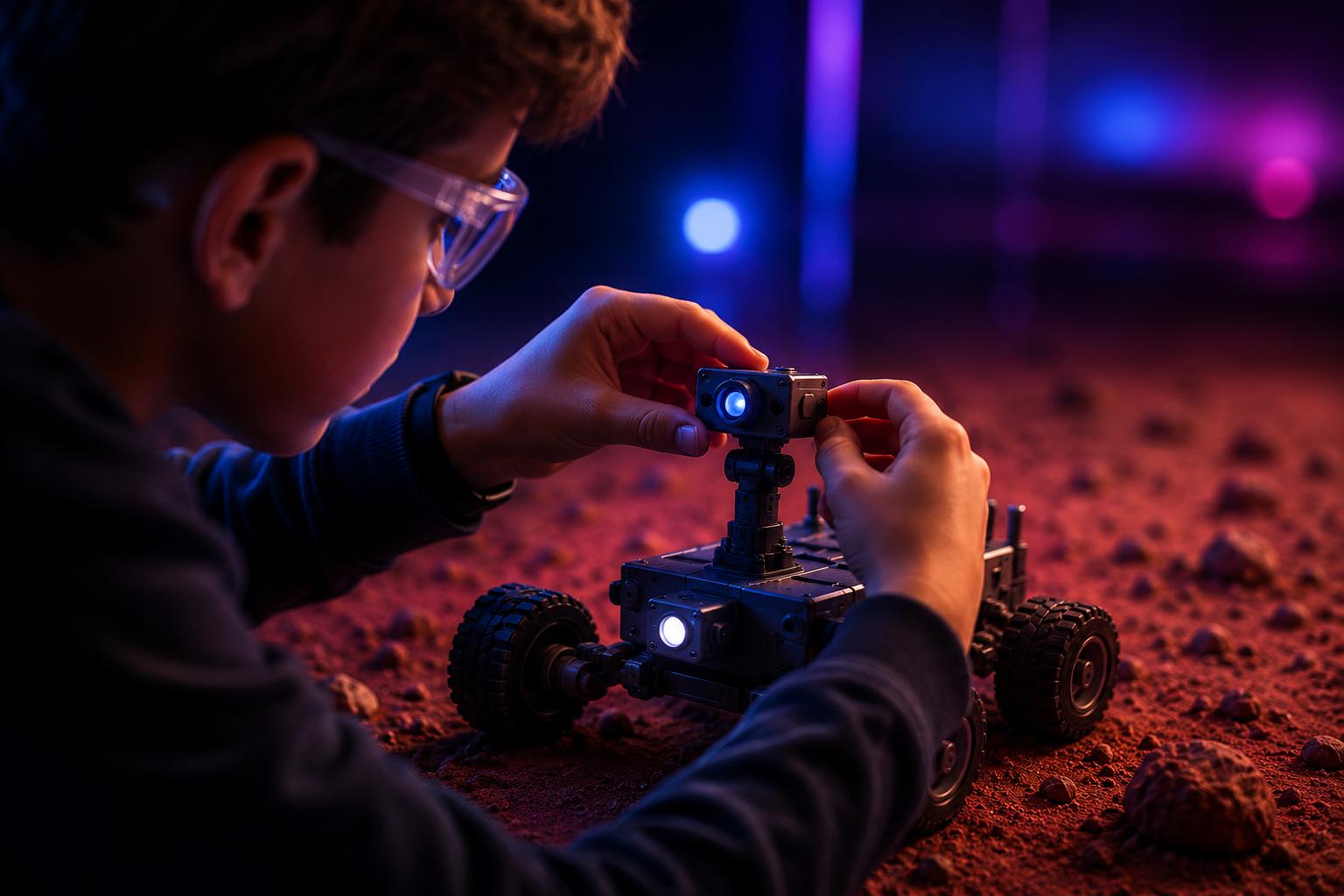 Élève programmant un robot Ozobot pendant une excursion scolaire éducative à H₂Origin